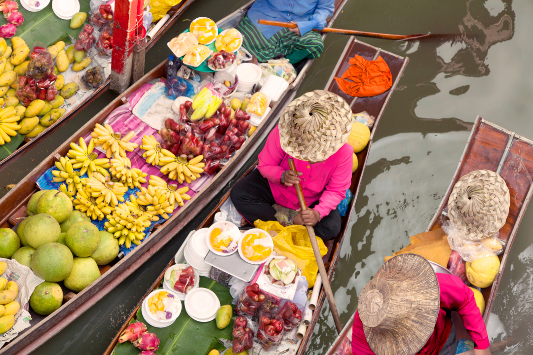 Tropical fruits at a floating market